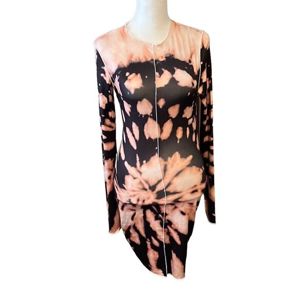 NWT Shein bodycon pink & blk strange splotchy mini dress - Picture 1 of 10